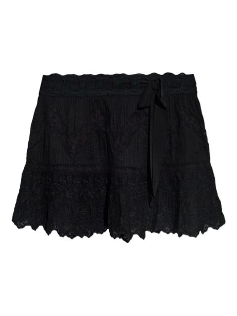 LoveShackFancy embroidered ruffled skirt