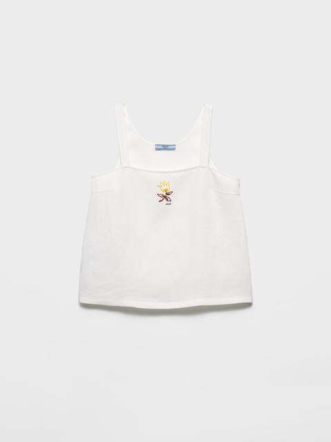 Prada Embroidered linen top