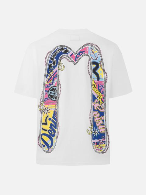 EVISU Twisted Rope and Daicock Anchor Print Oversized T-Shirt