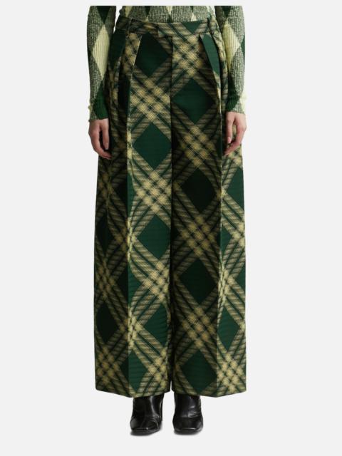Burberry PLEATED CHECK WOOL TROUSERS