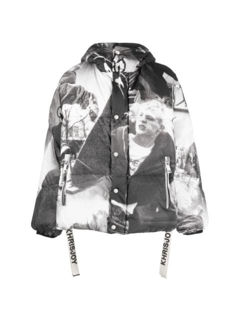 photograph-print padded jacket
