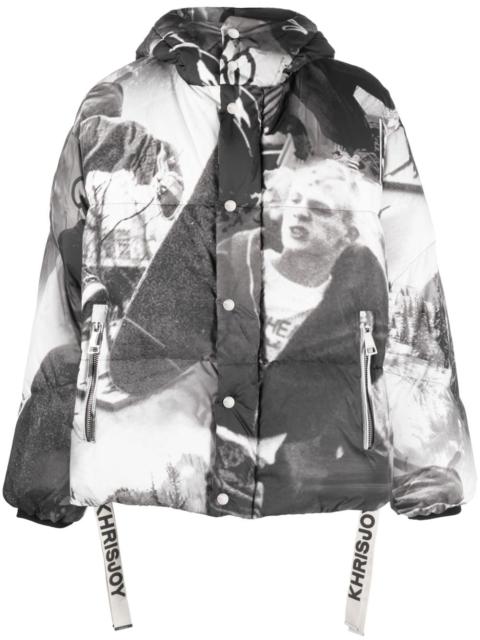 photograph-print padded jacket