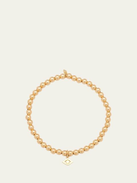 SYDNEY EVAN 14K Evil Eye Link Charm on Round Gold Bead Bracelet