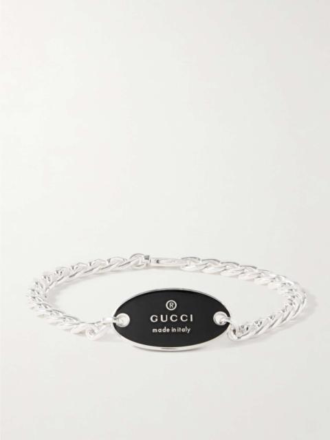 GUCCI Trademark Sterling Silver and Enamel Chain Bracelet