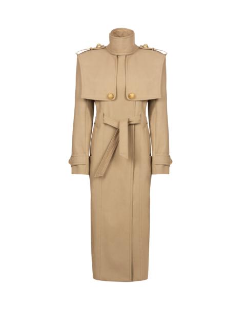 Belted trench coat in water-repellent cotton