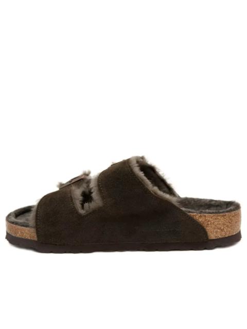 BIRKENSTOCK Birkenstock Arizona Shearling Suede Leather Narrow Fit Sandals 'Mocha' 1020528