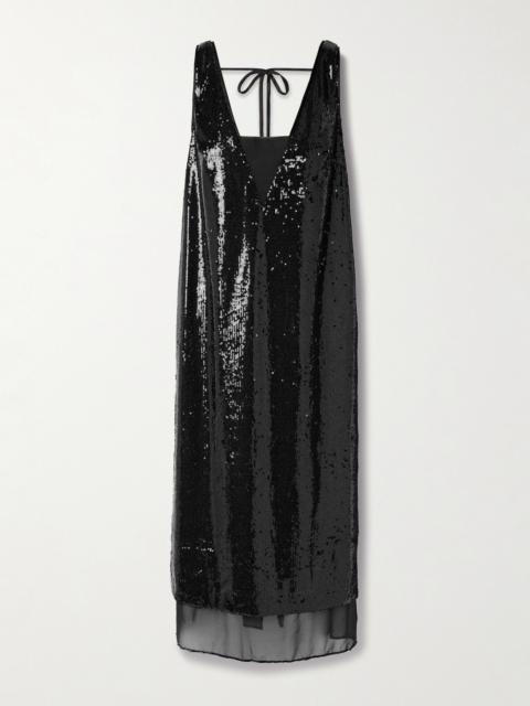 LA LIGNE Bead-embellished Sequined Jersey Midi Dress