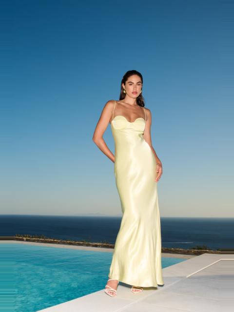 BARDOT Devin Satin Maxi Dress In Lemon Yellow