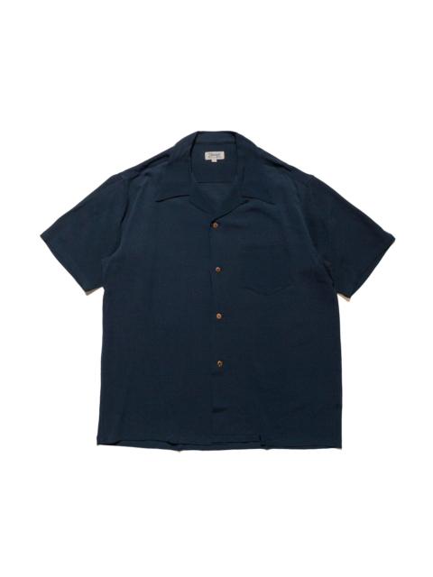 The Real McCoys MS24008 Silk Rayon Open Collar Shirt Navy