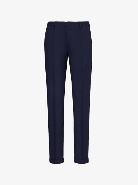Brushed-texture slim-fit stretch-cotton trousers