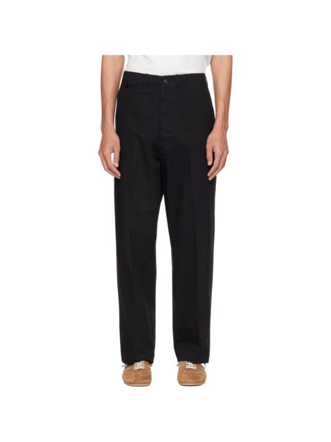 Merz b. Schwanen Black 1920s Cotton Twill Worker Chino Trousers