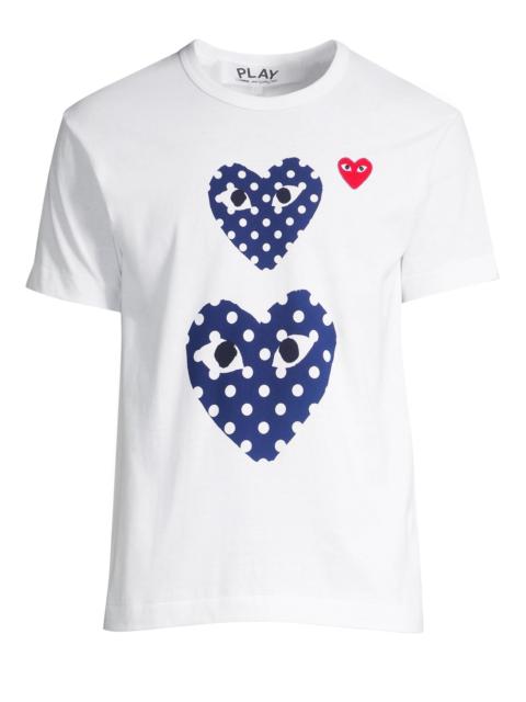 Comme des Garçons PLAY Men Double Polka-Dot Heart Tee - White