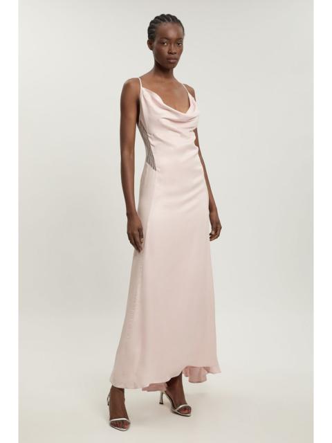 KAREN MILLEN Lace Insert Satin Viscose Bias Cut Maxi Dress