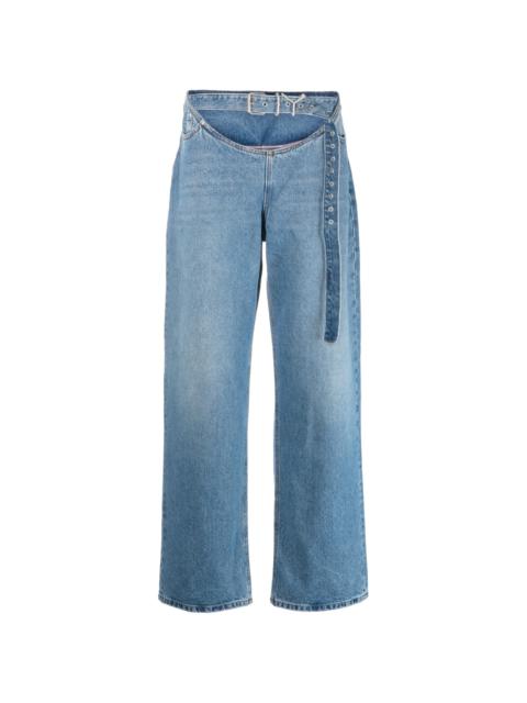 belted-waist denim jeans