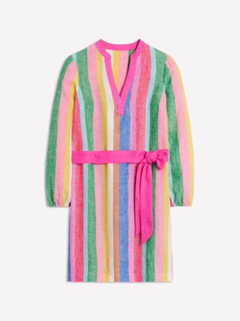BODEN Cleo Linen Tie Waist Dress-Bright Rainbow Stripe