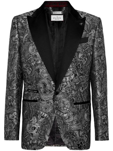 PHILIPP PLEIN Lord Tattoo-print single-breasted blazer