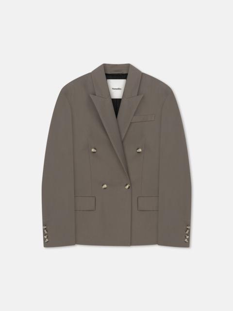 Nanushka Cinched-Waist Twill-Suiting Blazer