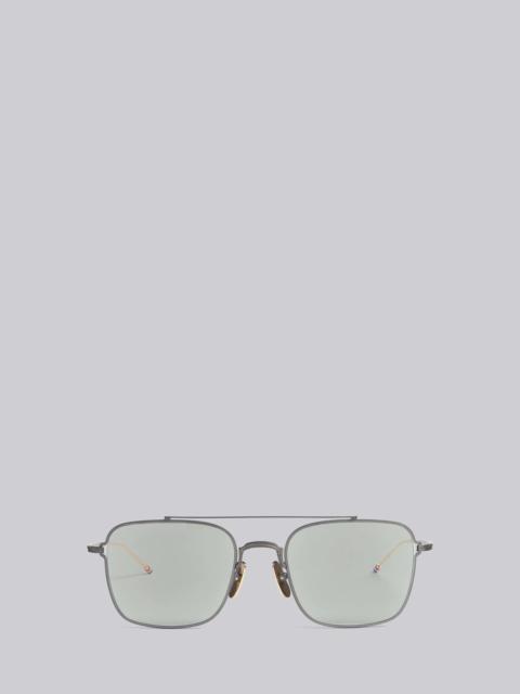 Thom Browne TB120 - Black Iron and White Gold Aviator Sunglasses