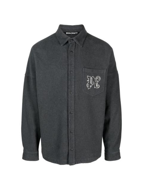 logo-print shirt jacket