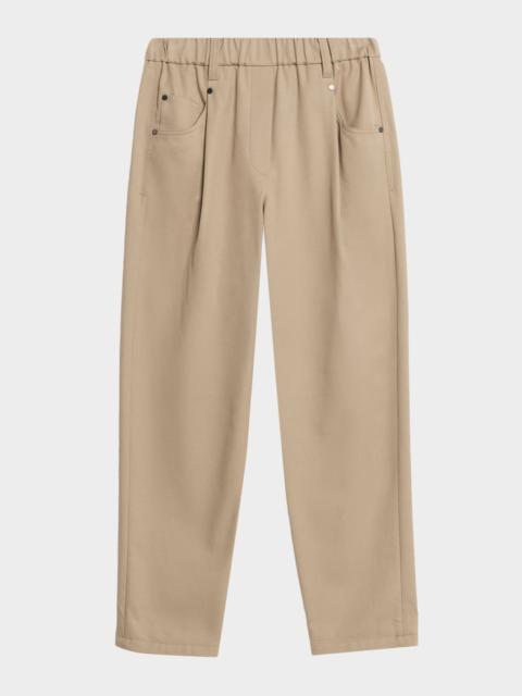 Brunello Cucinelli Baggy Cotton Poplin Pants