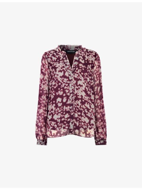 WHISTLES Floral-Print V-Neck Woven Blouse