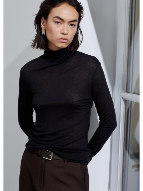 The Frankie Shop Evren Sheer Turtleneck - Black