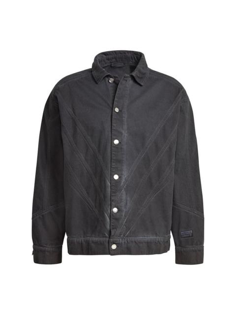 adidas adidas originals Fshn Denim Jkt Casual Sports lapel Jacket Black GN3292