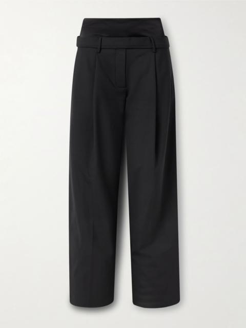 ESSE Studios Portia Duo layered pleated recycled-crepe straight-leg pants Black
