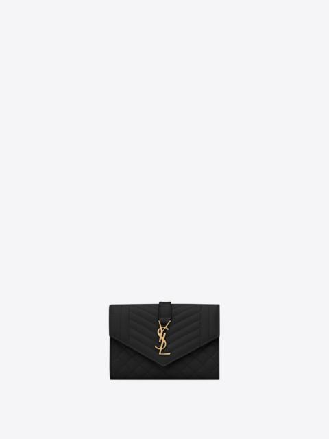 SAINT LAURENT envelope small envelope wallet in mix matelassé grain de poudre embossed leather