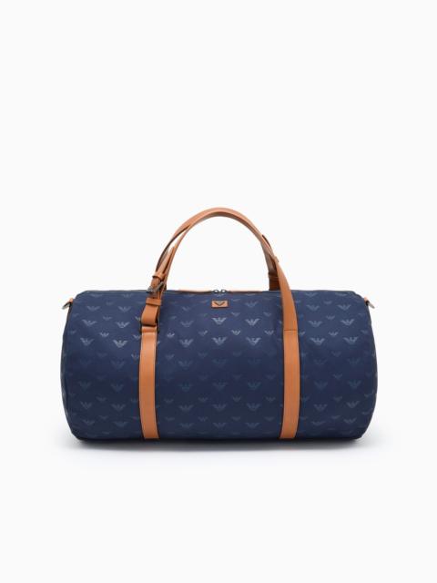 EMPORIO ARMANI ALL-OVER EAGLE CANVAS WEEKEND BAG