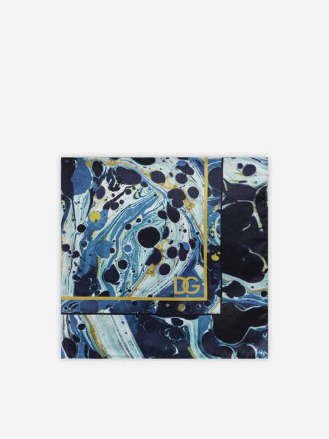 Dolce & Gabbana Silk pocket square with blue marbled print