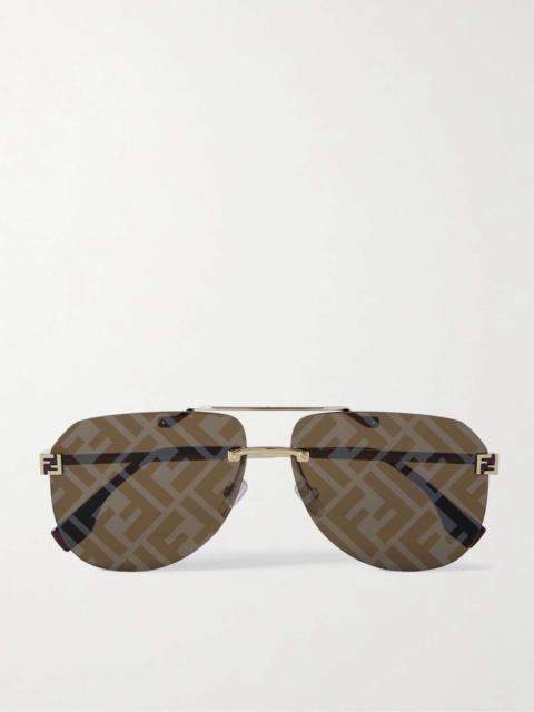 FENDI Sky aviator-style gold-tone sunglasses