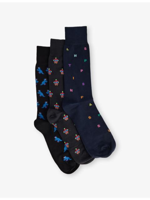 Paul Smith Patterned Cotton-Blend Socks Three-Pack Cracker Set