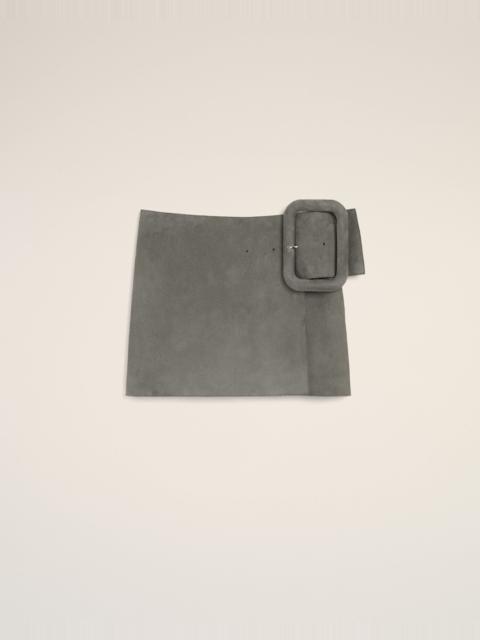 AMI Paris GREY GOAT LEATHER BIG BUCKLE BELTED MINI SKIRT