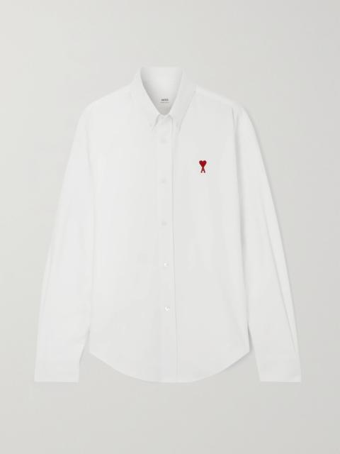 AMI Paris ADC embroidered cotton Oxford shirt White