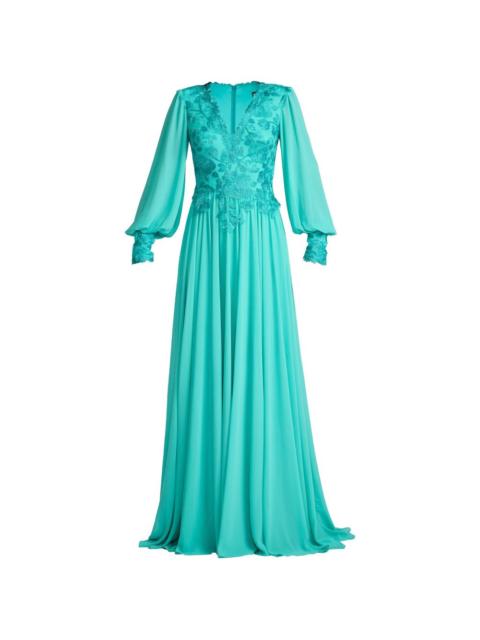 TADASHI SHOJI floral V-neck maxi dress