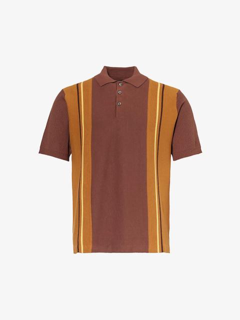 Striped regular-fit cotton knitted polo shirt