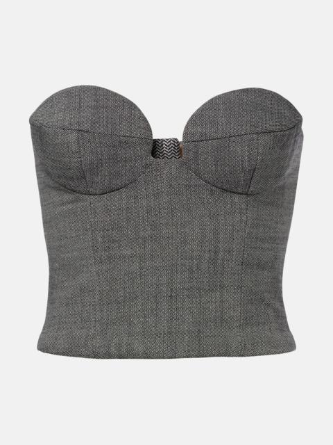 MAGDA BUTRYM Herringbone wool-blend bustier top