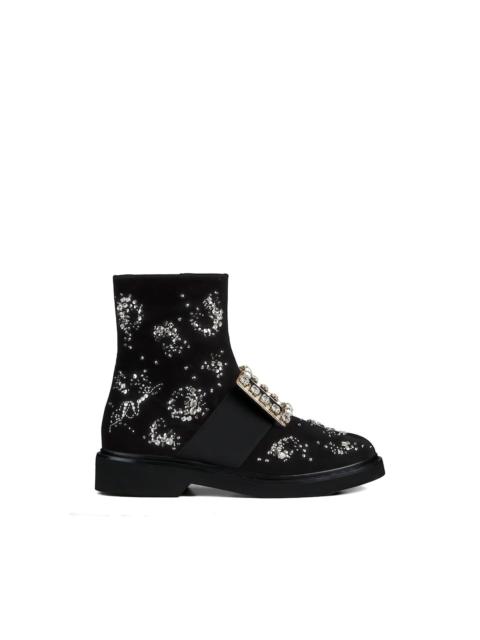 Roger Vivier strass velvet bootie