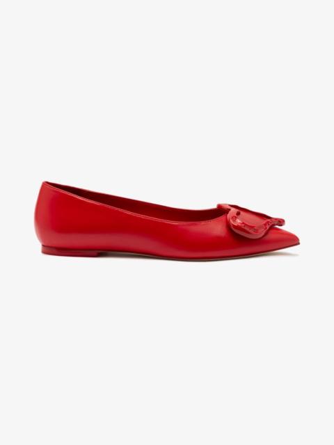Larroudé Lee Amore Flat In Scarlet Leather
