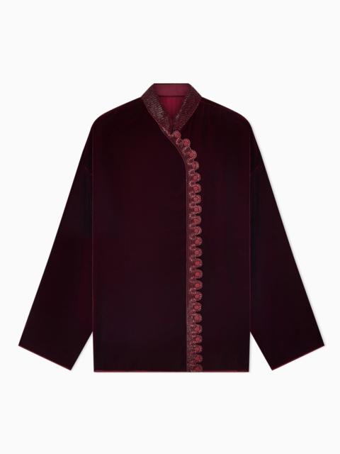 GIORGIO ARMANI VELVET EVENING JACKET WITH MANDARIN COLLAR AND EMBROIDERY