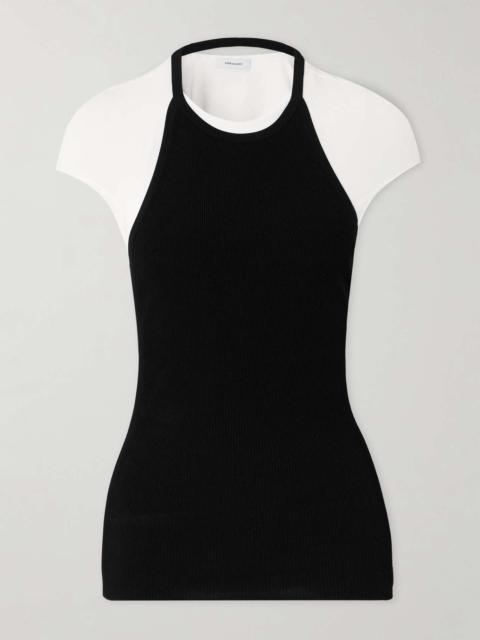 Layered ribbed jersey top