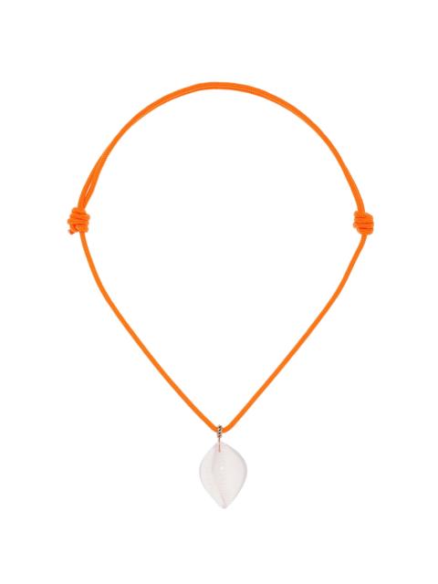 DEZSO 18K Yellow Gold Rose Quartz Cowry Shell Necklace pink