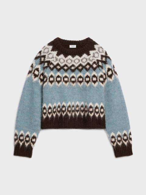 CELINE BRUSHED WOOL CREW-NECK SWEATER WITH FAIR ISLE DETAIL