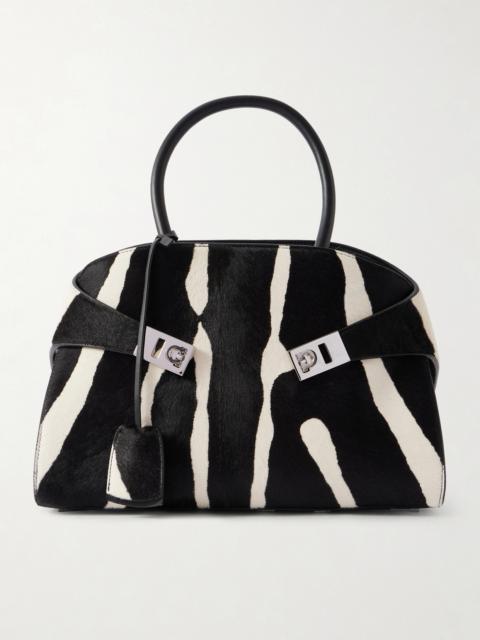 FERRAGAMO Hug Small Zebra-print Calf Hair Tote