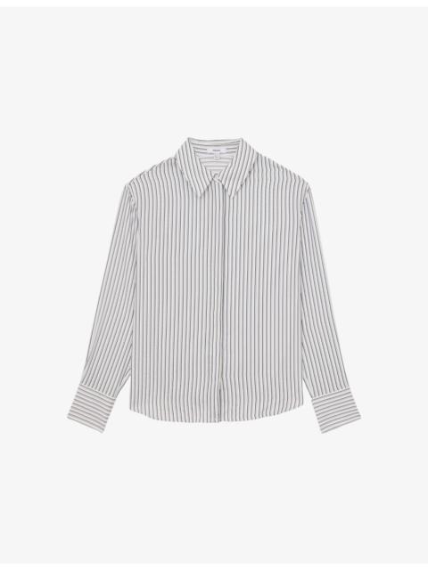 REISS Annika Striped Woven Blouse