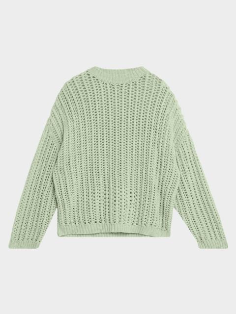 Brunello Cucinelli Open-Work Retro Crewneck Cashmere Sweater