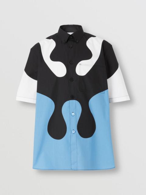 Short-sleeve Abstract Print Cotton Shirt