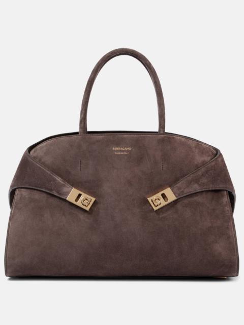FERRAGAMO Hug Large suede tote bag