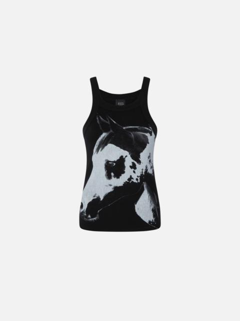 PINKO REIMAGINE BY PINKO X PATRICK MCDOWELL RIBBED VEST TOP WITH HORSE PRINT